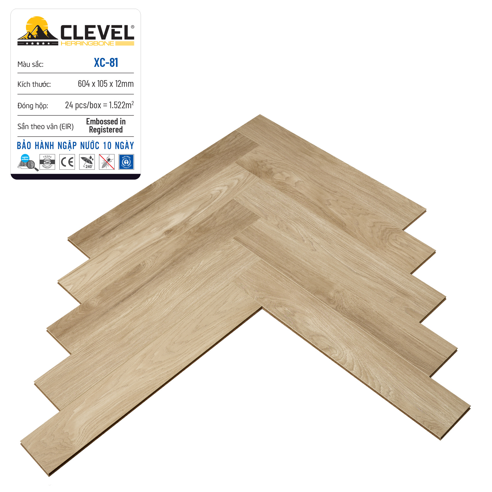 Sàn gỗ CLEVER sần theo vân XC - 81